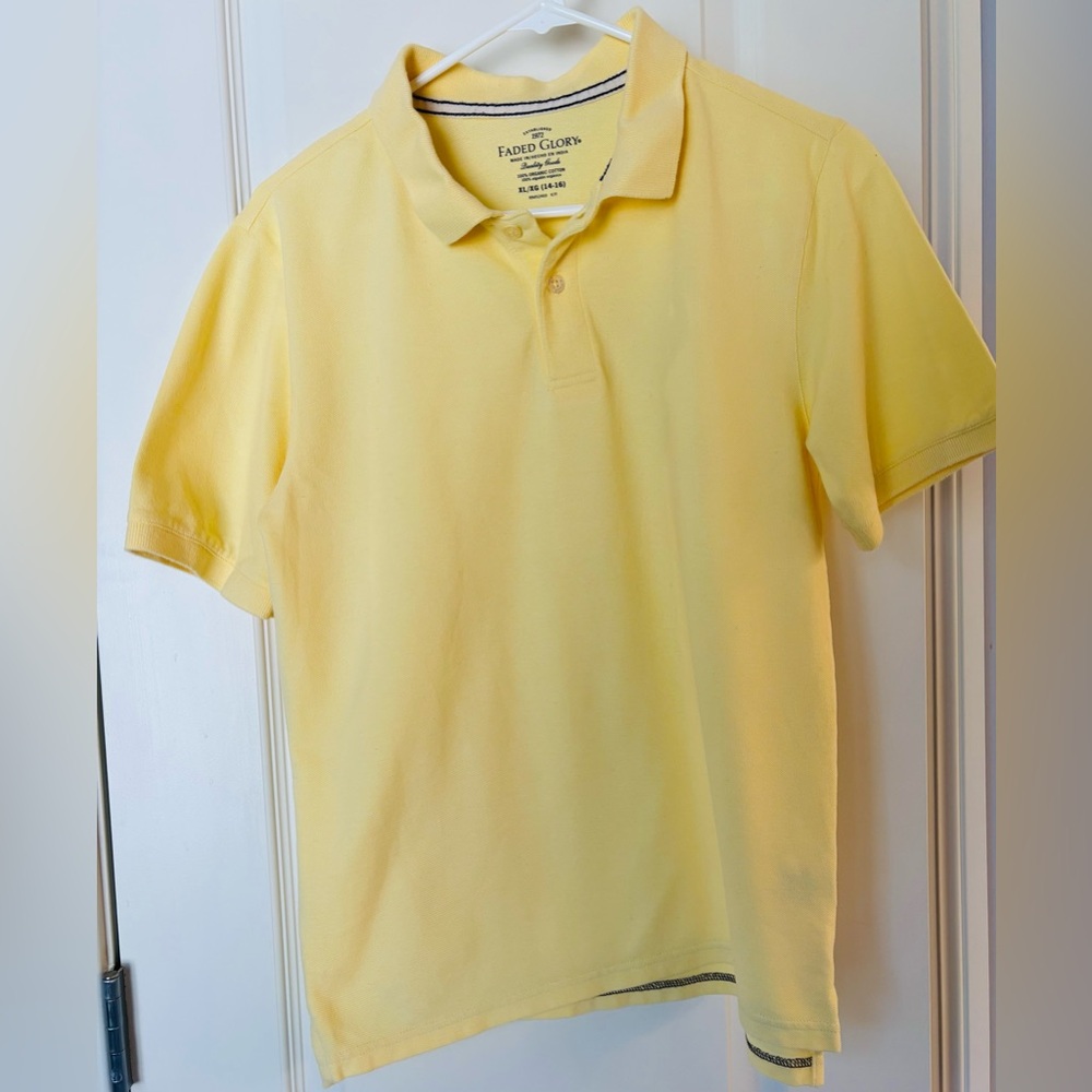Teen Yellow Polo Shirt XL 14/16 Excellent, if not new!  100% organic cotton